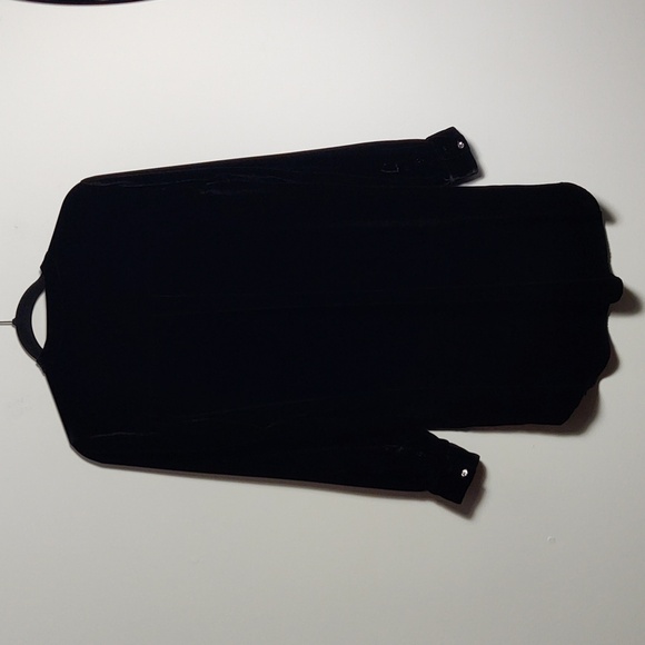 EILEEN FISHER Black Velvet Collared Silk Long Shirt Size Small - Picture 11 of 16